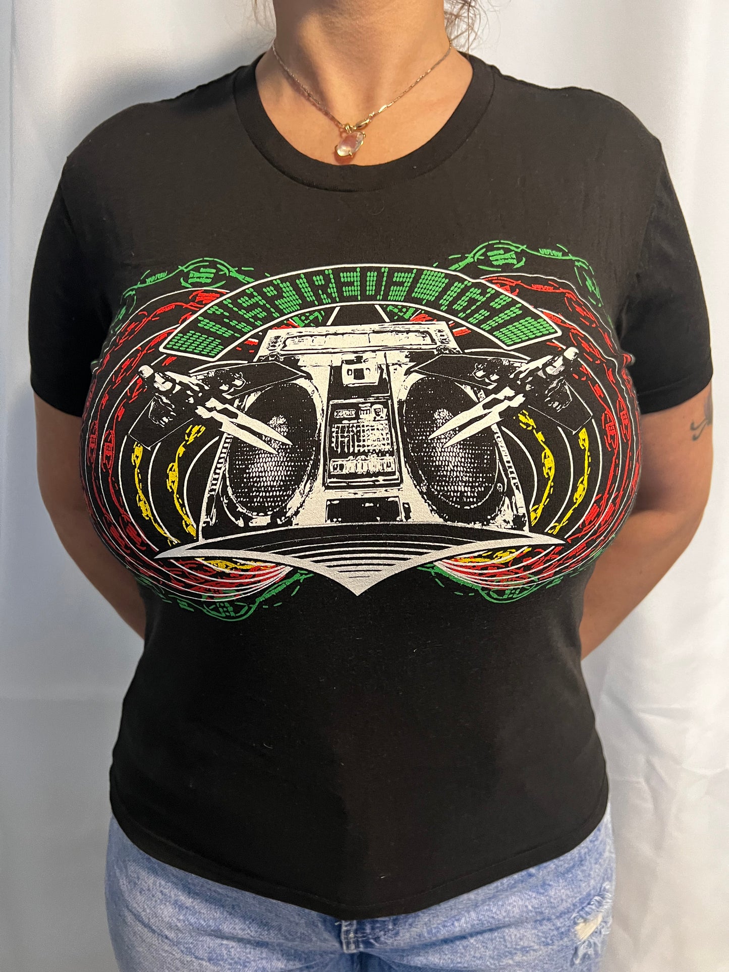 Women's Black Boombox T-Shirt - L